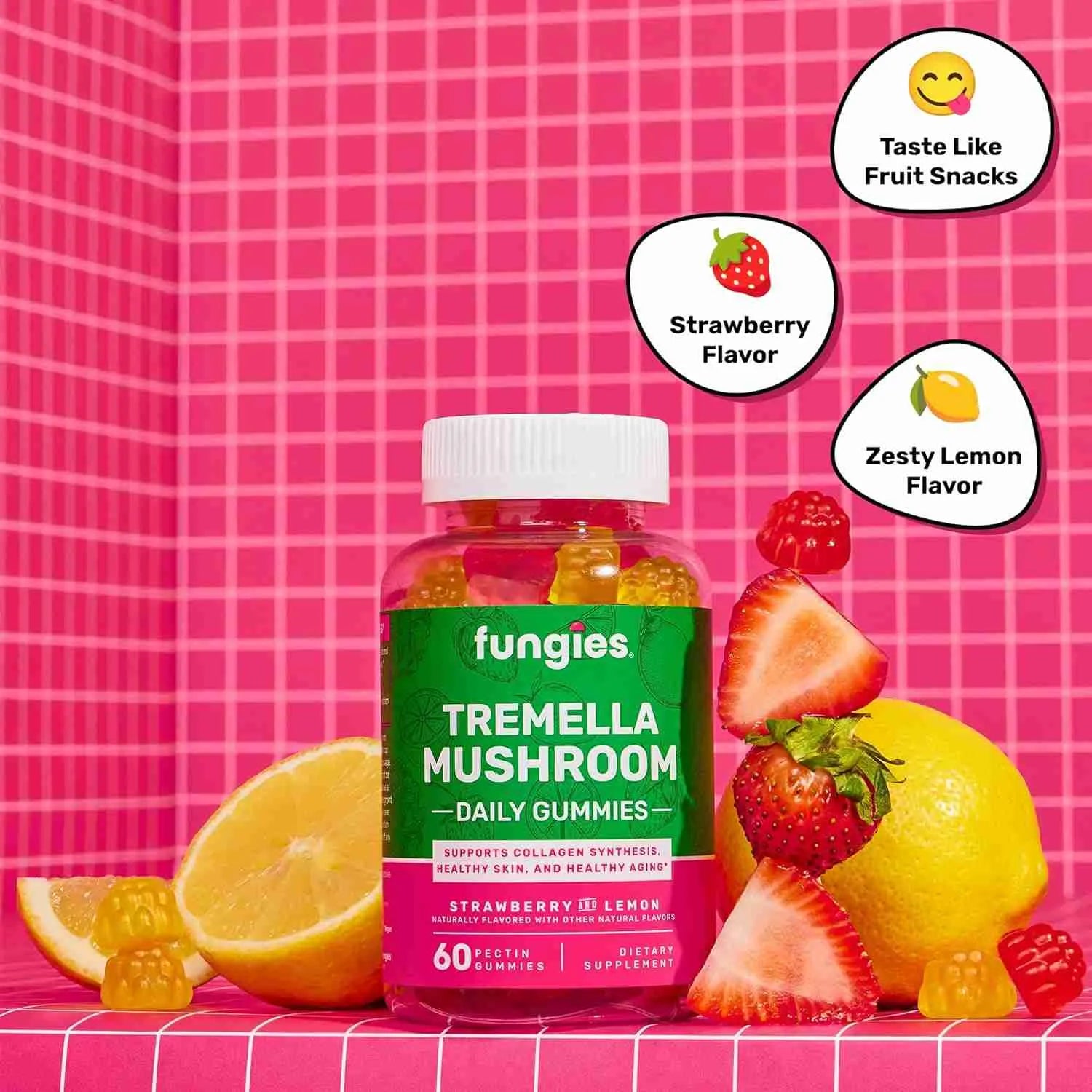 Tremella Mushroom Gummies (Strawberry & Melon) – 60 Gummies