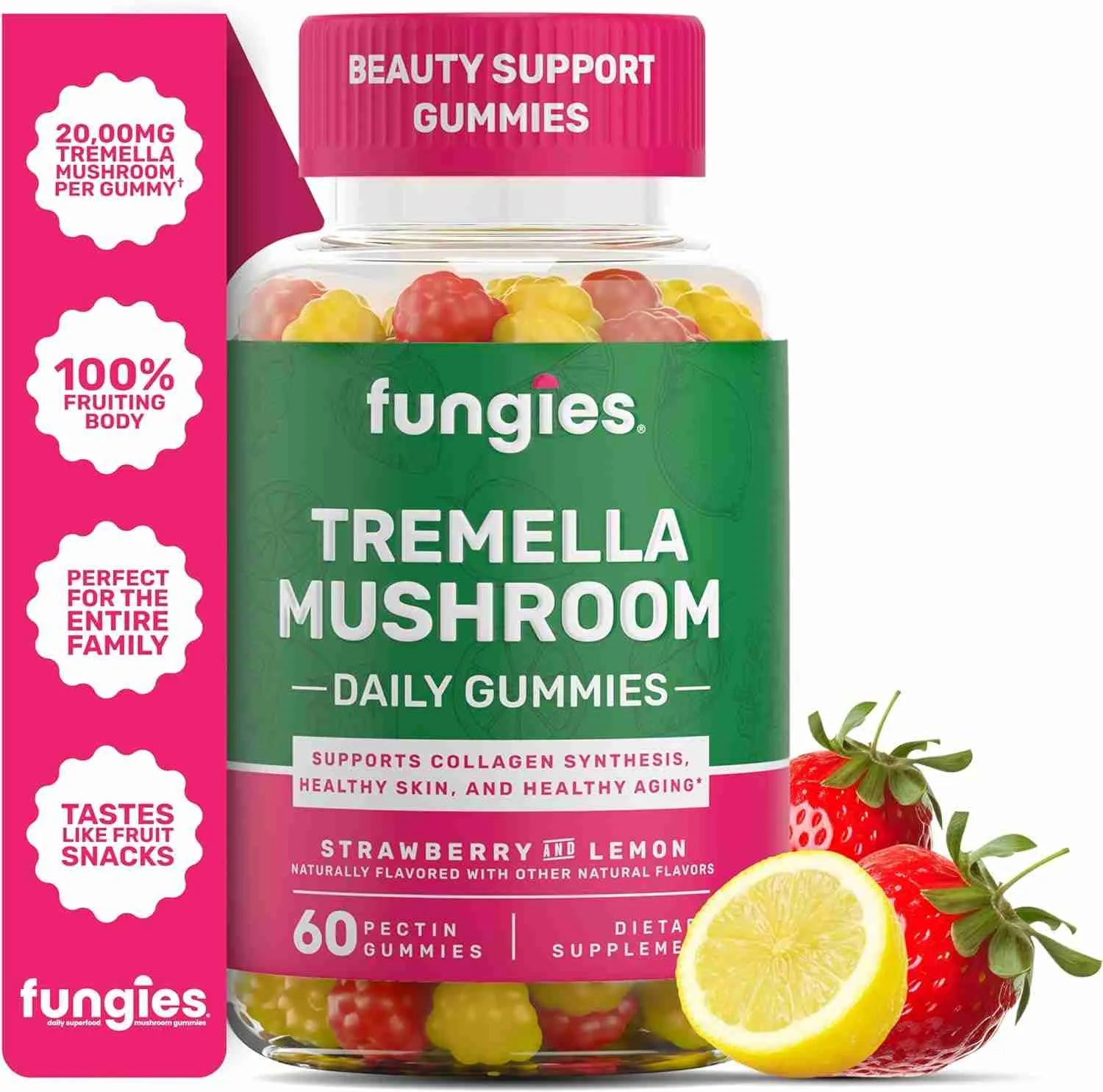Tremella Mushroom Gummies (Strawberry & Melon) – 60 Gummies