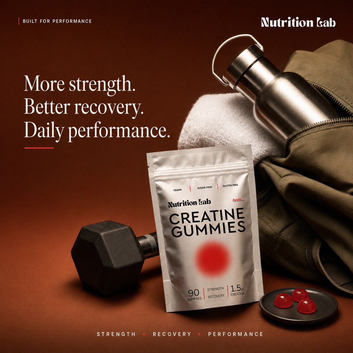 Creatine Gummies | 1.5g Micronized Creatine Monohydrate | Sugar-Free