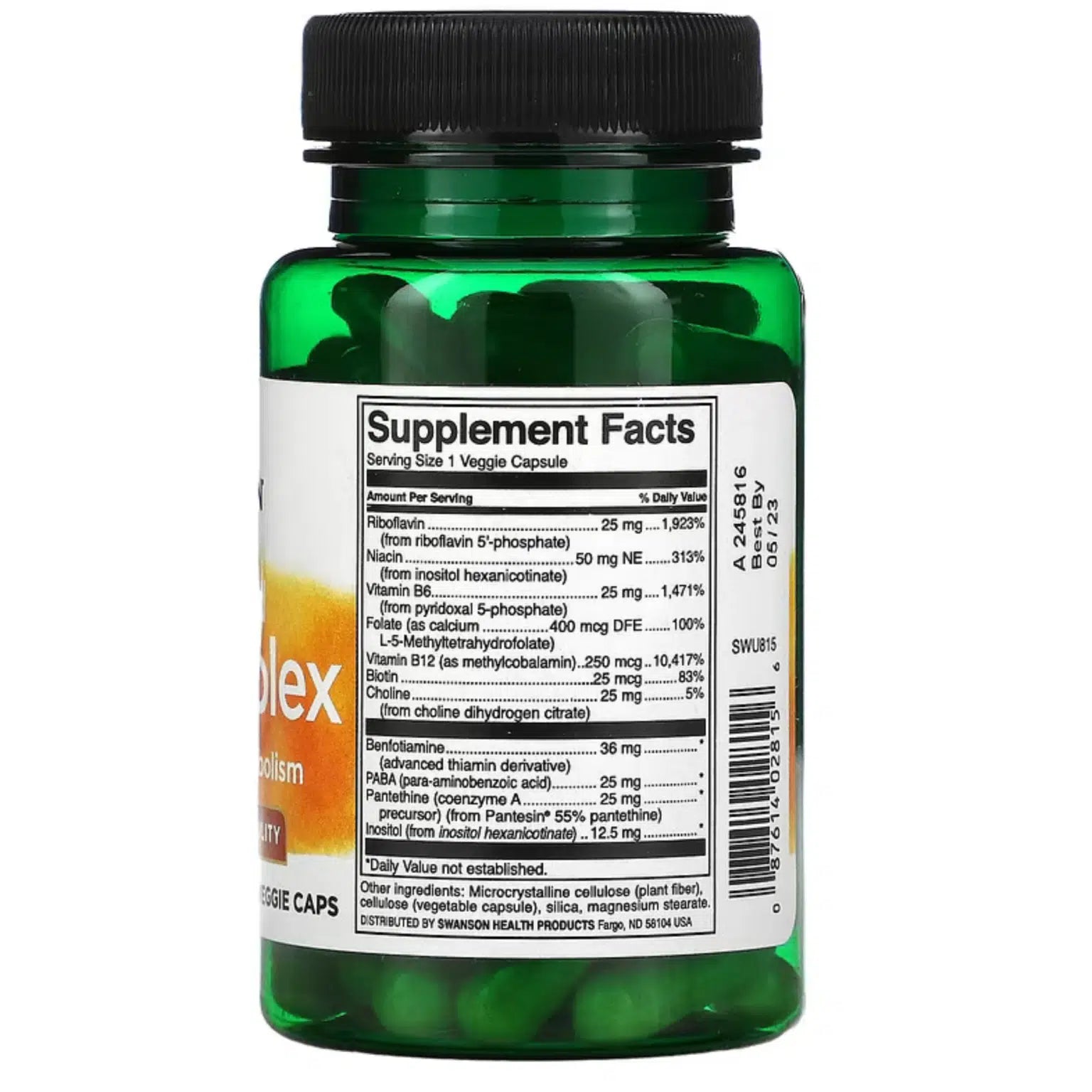 Swanson Daily B-Complex – Energy and Metabolism Support – 100 Veggie Capsules