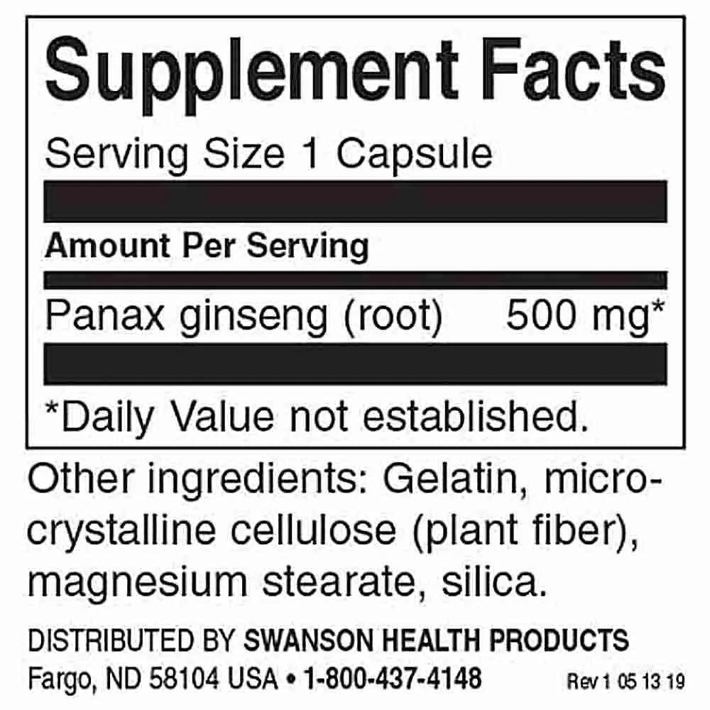 Korean Ginseng, 500mg – 100caps