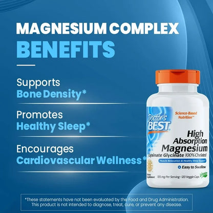 Doctor’s Best, High Absorption Magnesium, 105 mg, 120 Veggie Caps (52.5 mg per Capsule)