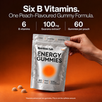 Energy Gummies formula with small light-brown dome gummies and maltitol powder coating.