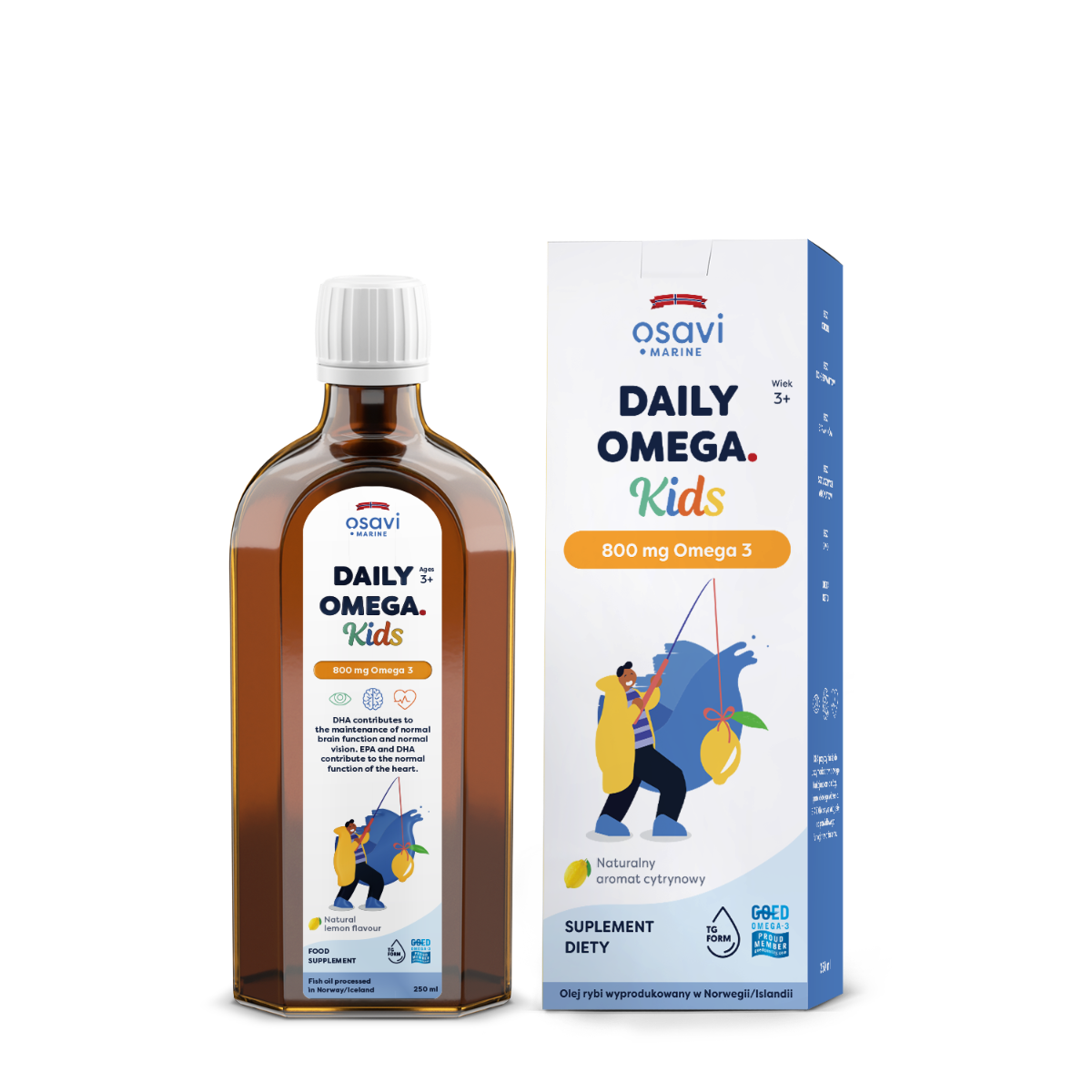 Daily Omega Kids, 800 mg Omega 3, natural lemon flavor - 250 ml
