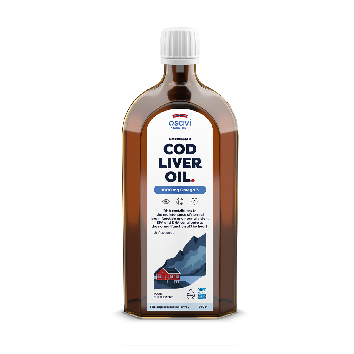 Norwegian cod liver oil 1000 mg Omega 3, unflavoured - 250ml