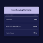 Hypnos each serving nutrition table