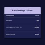Hypnos each serving nutrition table