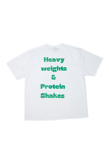 Heavy Weights & Protein Shakes, oversized T-shirt